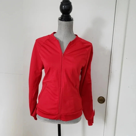 Athletic Track Jacket Juniors Size M (7-9) Red Whi - Picture 1 of 7